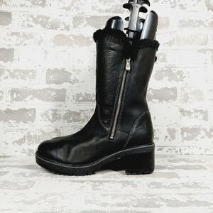 New Match Black Faux Fur Zip Up Round Toe Winter Boots X190